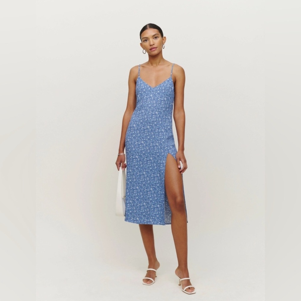 Reformation Blue Floral Midi Dress